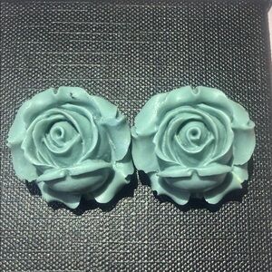 Elegant Blue Rose Earrings